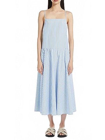 maxmara Ettore Drop Waist Sleeveless Maxi Dress in Light Blue (view 2)