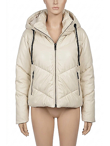 Love Token Sami Puffer Faux Leather Jacket in Beige (view 1)