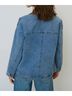 Central Park West Solid Blue Dash Oversized Denim Jacket in Blue Size XS - photo 3