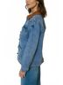Central Park West Solid Blue Dash Oversized Denim Jacket in Blue Size XS - photo 4