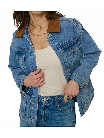 Central Park West Dash Oversized Denim Jacket in Blue (view 2)
