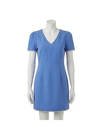 Jade Pearl Trim Dress in Blue (view 1)