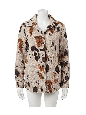 Karen Kane Blaise Print Shirt Jacket in Shades Of Brown (view 1)