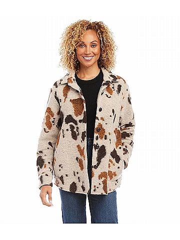 Karen Kane Blaise Print Shirt Jacket in Shades Of Brown (view 2)