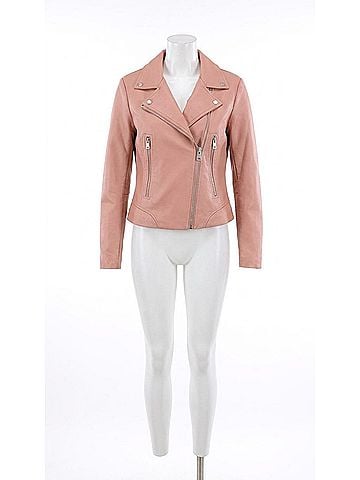 Levi's Faux Leather Asymmetrical Moto Jacket in Cameo Pink (view 1)