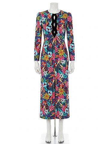 Saloni Feminine Front Slit Jinx Dress in Stellate/Black (view 1)