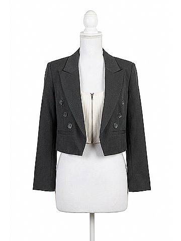 Central Park West Jamie Crop Double Breasted Blazer in Black (view 1)