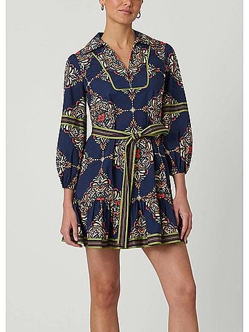 Shoshanna Women's Evans Dress in Navy Multi (view 2)