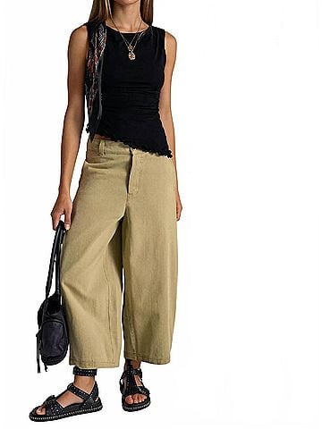 Free People We The Free Lay Down Chino Trousers in Aloe (view 2)