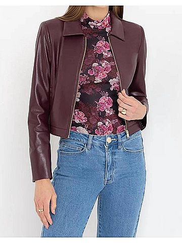 Generation Love Lola Vegan Leather Jacket in Cabarnet (view 2)