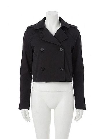 Bobi Crop Trench Coat in Black (view 1)