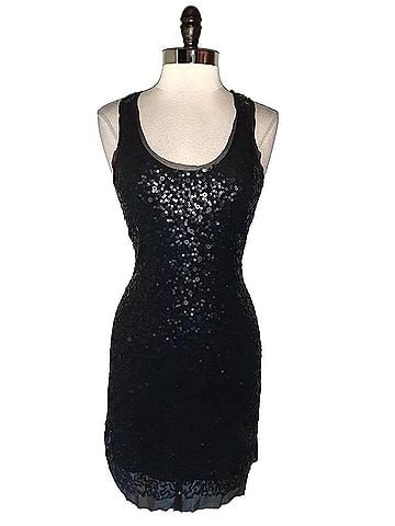 Max Studio Women's Sequin Tank Sleeveless Bodycon Dress in Black (view 1)