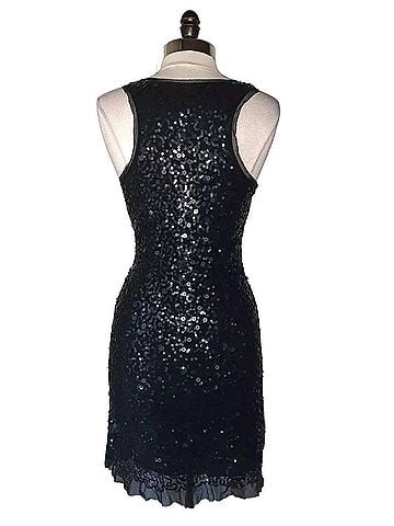 Max Studio Women's Sequin Tank Sleeveless Bodycon Dress in Black (view 2)