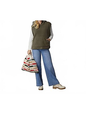 Coco + Carmen Fern Sherpa Lined Fleece Vest in Olive (view 2)