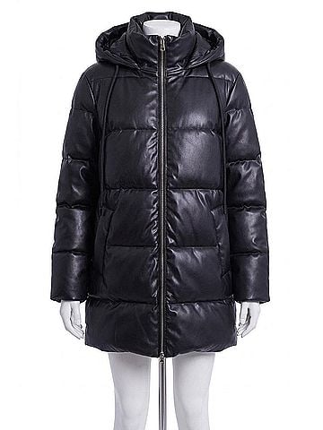 Love Token Bianka Zip Front Puffer Coat in Black (view 1)