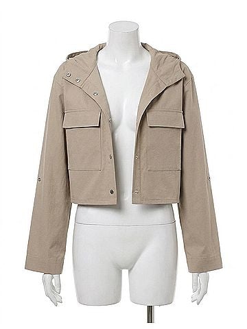 HEROINE SPORT Ava Cropped Lightweight Performance Jacket in Beige (view 1)