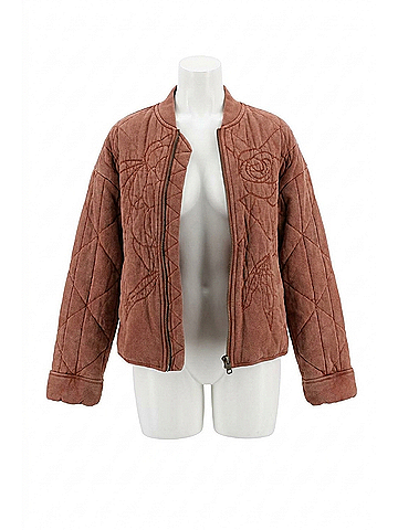 Free People Women's Rose Zip Up Sweatshirt in Cinnamon Brown (view 1)