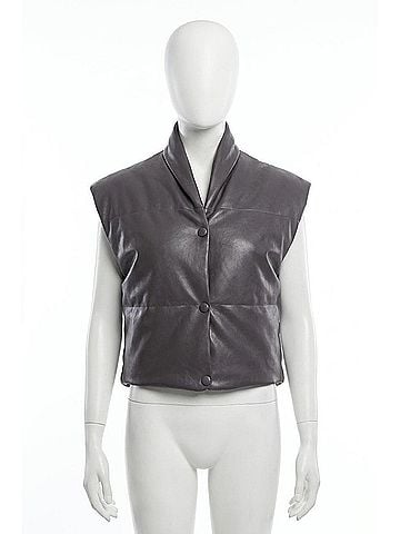 Elan Faux Leather Vest in Charcoal (view 1)