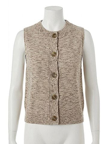 Central Park West Dylan Spacedye Button Up Vest in Beige (view 1)