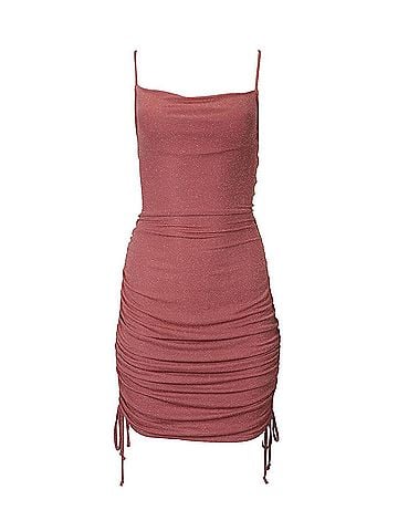By Together Ruched Lurex Stretch-Jersey Mini Dress in Scarlet (view 1)