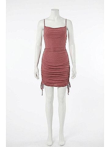By Together Ruched Lurex Stretch-Jersey Mini Dress in Scarlet (view 2)
