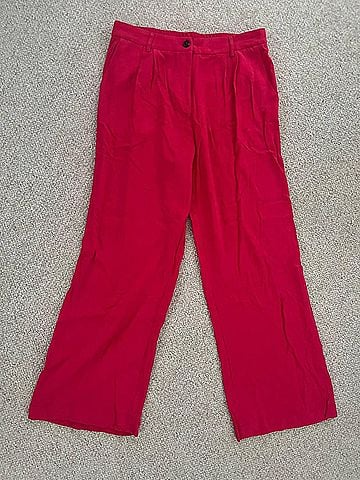 Skies Are Blue Women's Stella Linen Wide Leg Trouser in Cherry (view 2)
