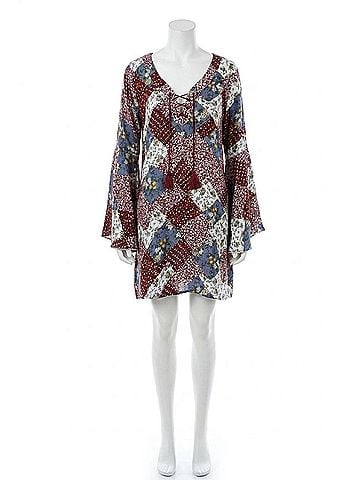 Velzera Floral Patchwork Print Mini Dress in Red (view 1)