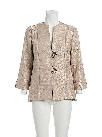 Joseph Ribkoff Textured 3/4 Sleeve Trapeze Jacket in Sand (view 1)