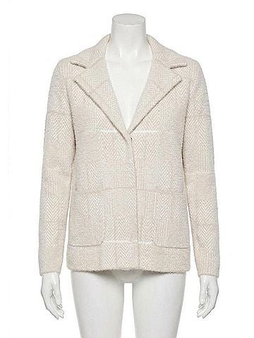 Lovestitch Plaid Sweater Blazer With Hidden Snaps in Cream (view 1)