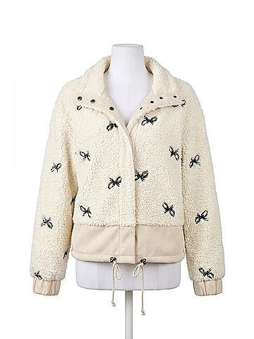 Mystree Bow Embroidered Jacket in Ivory (view 1)