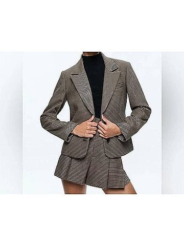 Alice + Olivia Houndstooth Blazer in Brown (view 2)