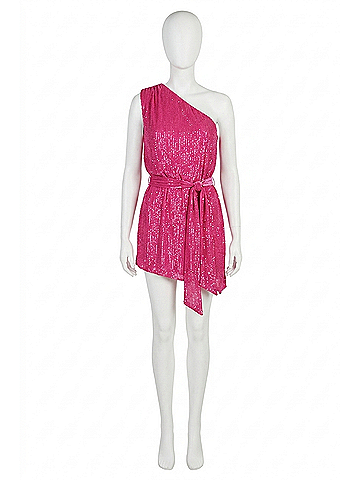 retrofête Ella One-Shoulder Sequin Mini Dress in Hot Pink (view 1)