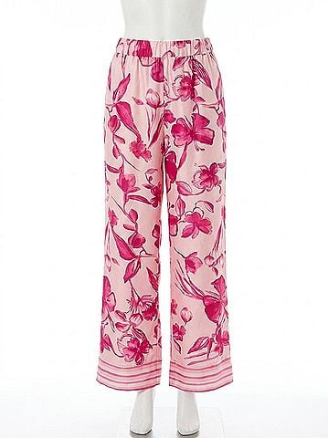 Glam Wide Leg Pull On Pants in Fuchsia (view 1)