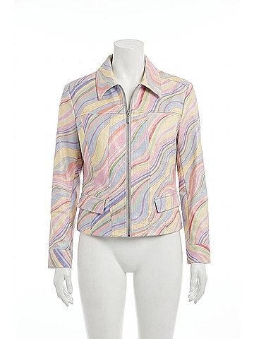 Insight Lakelyn Liquid Pastel Mix Metallic Vegan Leather Zip Up Jacket in Multi (view 1)