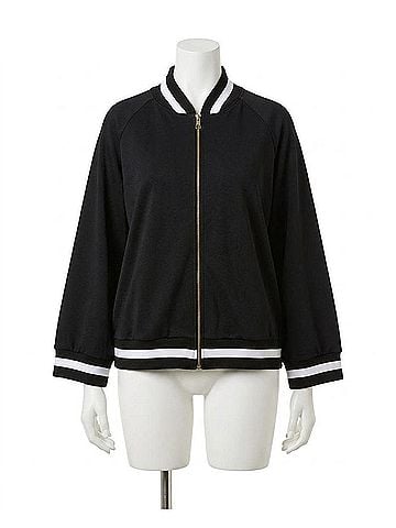 Always For Me Plus Size Hudson Bomber Jacket in Black (view 1)