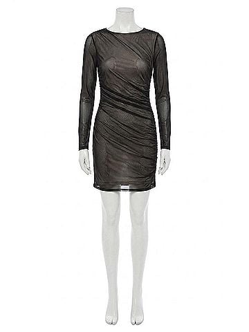 Donna Morgan Maggy London Hendrix Sheer Dress in Black &amp; Nude (view 1)
