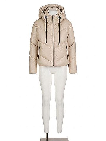 Love Token Puffer Jacket in Beige (view 1)