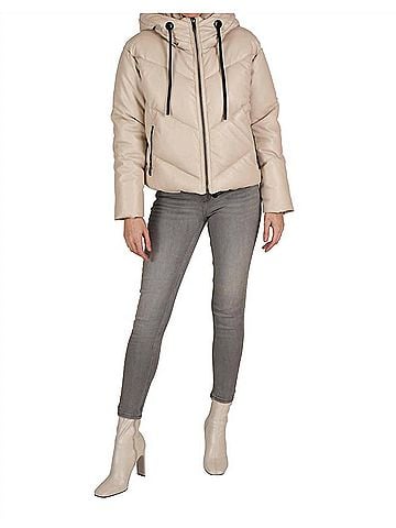 Love Token Puffer Jacket in Beige (view 2)