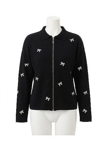 French Kyss Bow Detail Jacket in Black/Multi (view 1)
