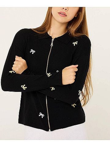 French Kyss Bow Detail Jacket in Black/Multi (view 2)