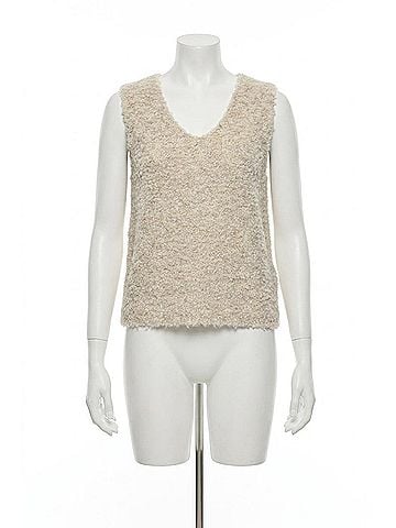 Soaked Venessa V-Neck Fluffy Knit Waistcoat in Oatmeal Melange (view 1)