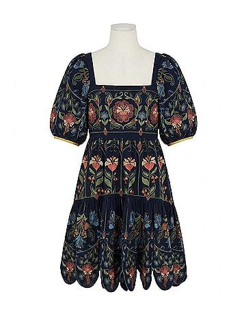 FARM Rio Stitched Garden Mini Dress in Navy Blue (view 1)