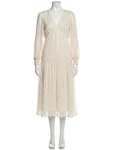Maison Tara Dot Print Long Sleeve Tiered Maxi Dress in Sand Coral (view 1)
