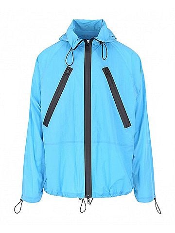 Bottega Veneta Women's Hooded Zip Lightweight Jacket in Bright Blue (view 1)