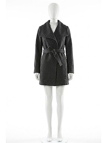 Elie Tahari Wool Wrap Coat With Tie Belt in Deep Charcoal (view 1)