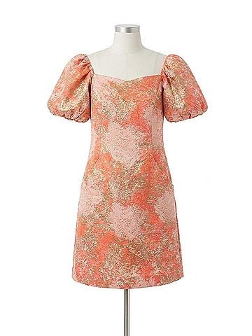 Jade Puff Sleeve Dress in Gold Dust (view 1)