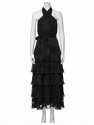 Astr Adamaris Tiered Halter Maxi Dress in Black (view 1)