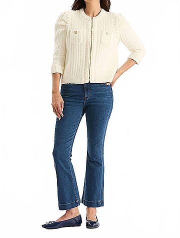 Tyler Boe Liza Cotton Blend Knit Jacket in Ivory (view 2)