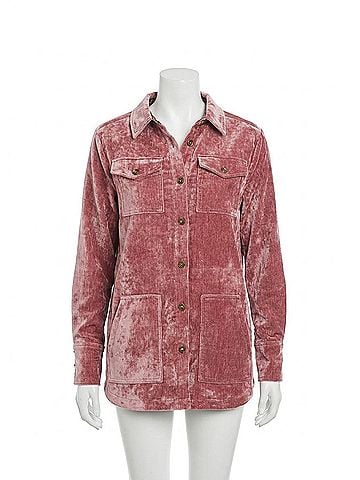 FDJ Long Sleeve Velvet Shacket in Rosewood (view 1)