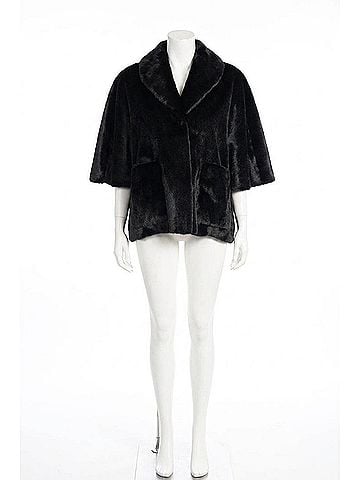 Love Token Peggy Faux Fur Topper Cape Coat in Black (view 1)